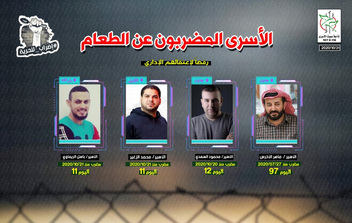 أربعة أسرى يواصلون الإضراب عن الطعام