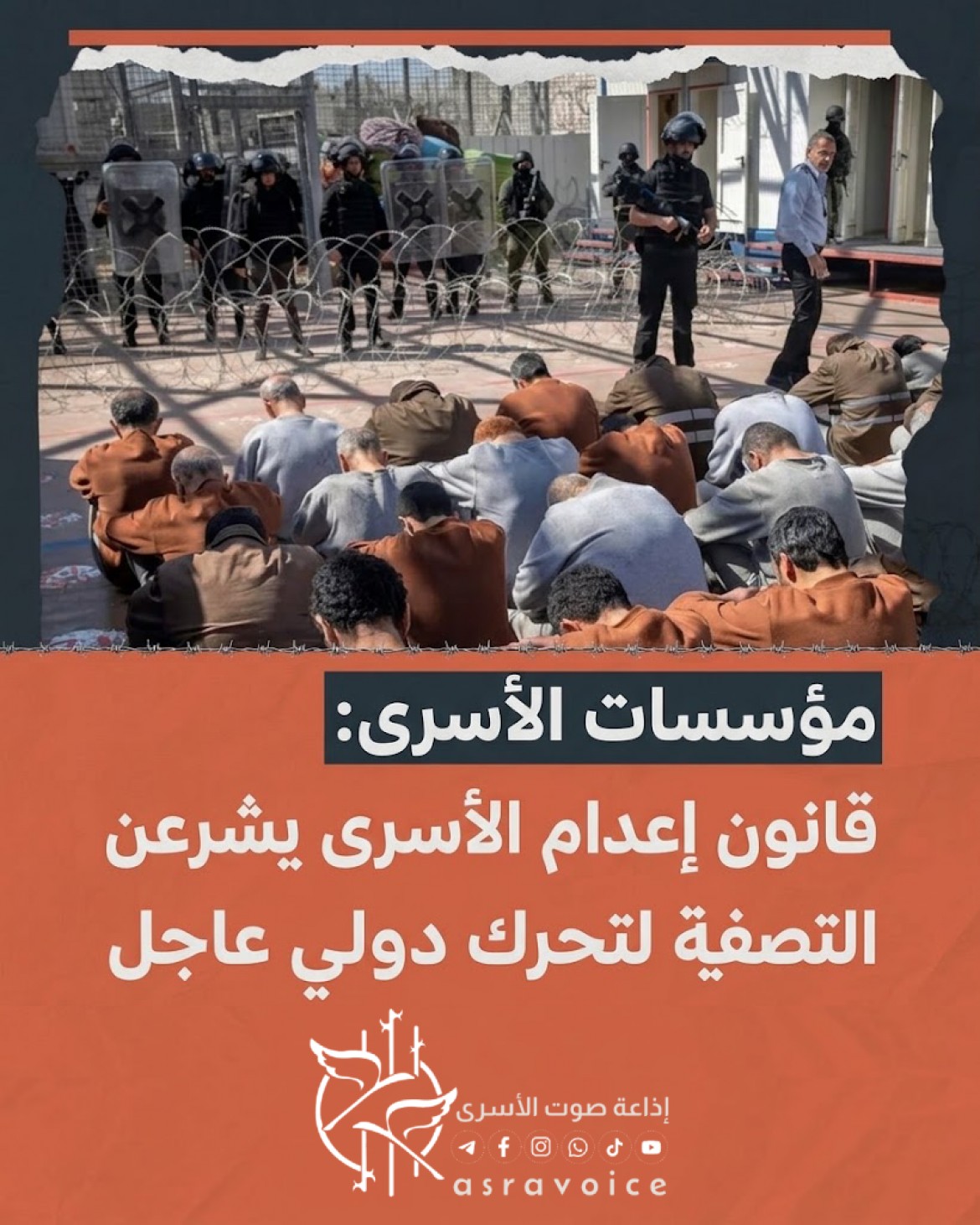 مؤسسات الأسرى_ قانون إعدام الأسرى يشرعن التصفية وندعو لتحرك دولي عاجل