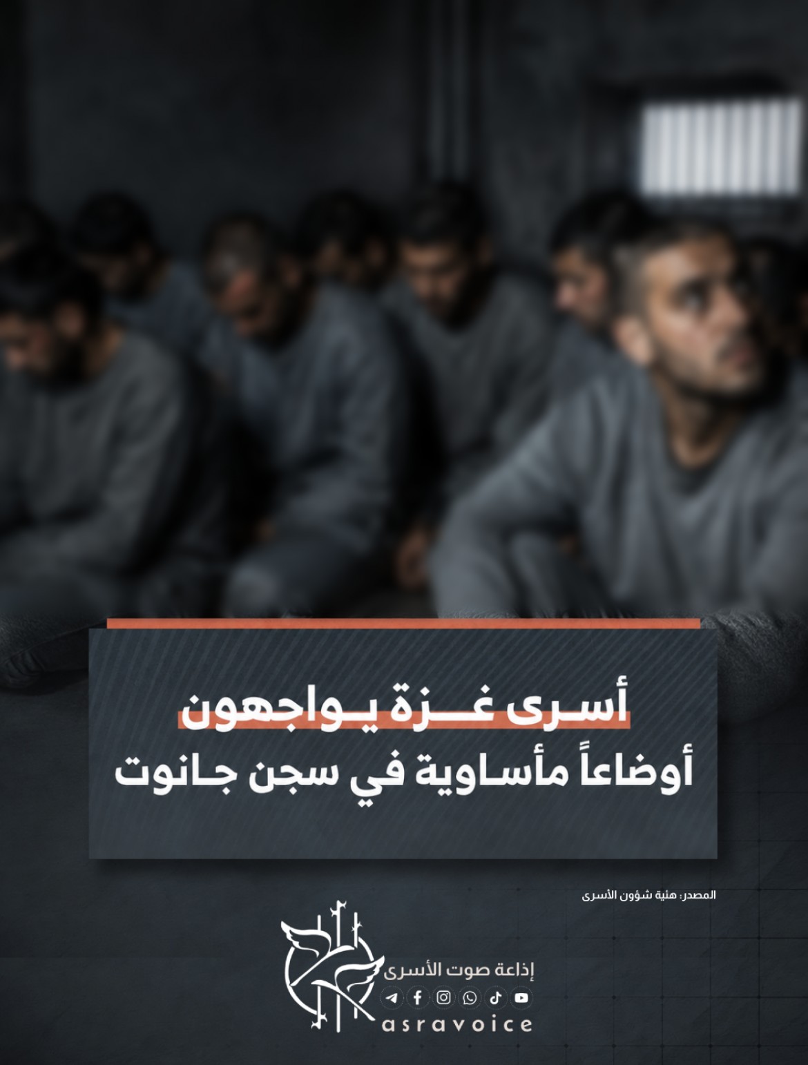 هيئة الأسرى: أسرى غزة يواجهون أوضاعًا مأساوية في سجن 