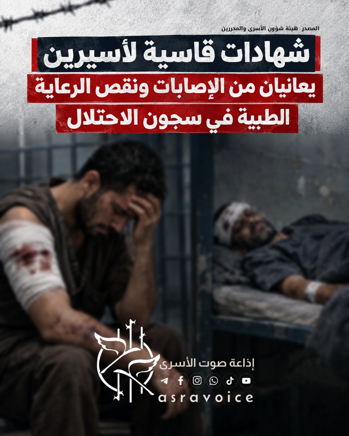 شهادات قاسية لأسيرين يعانيان من الإصابات ونقص الرعاية الطبية في سجون الاحتلال
