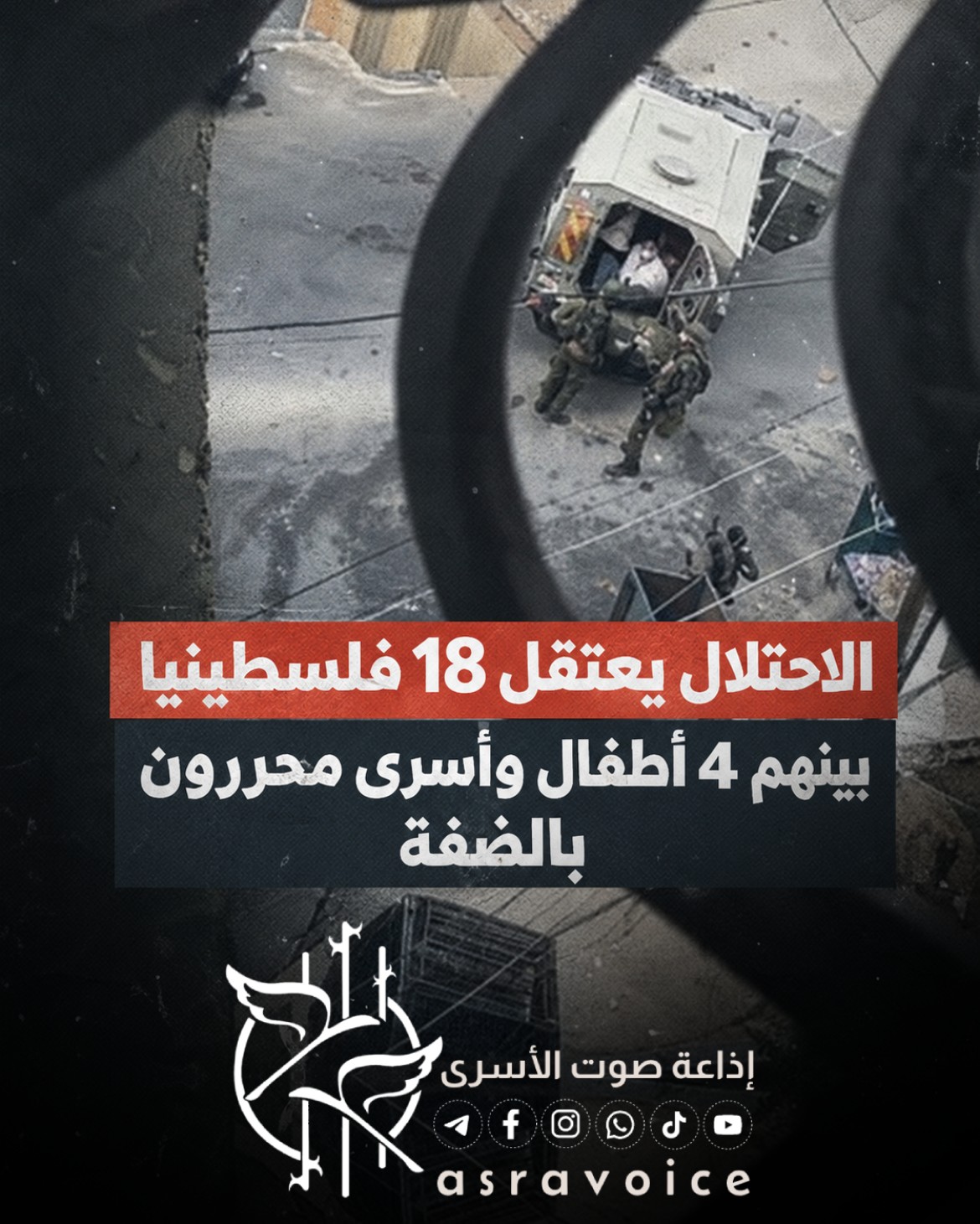 الاحتلال يعتقل 18 فلسطينيا بينهم 4 أطفال وأسرى محررون بالضفة