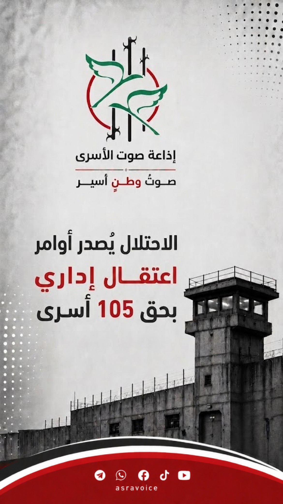 الاحتلال يُصدر أوامر اعتقال إداري بحق 105 أسرى