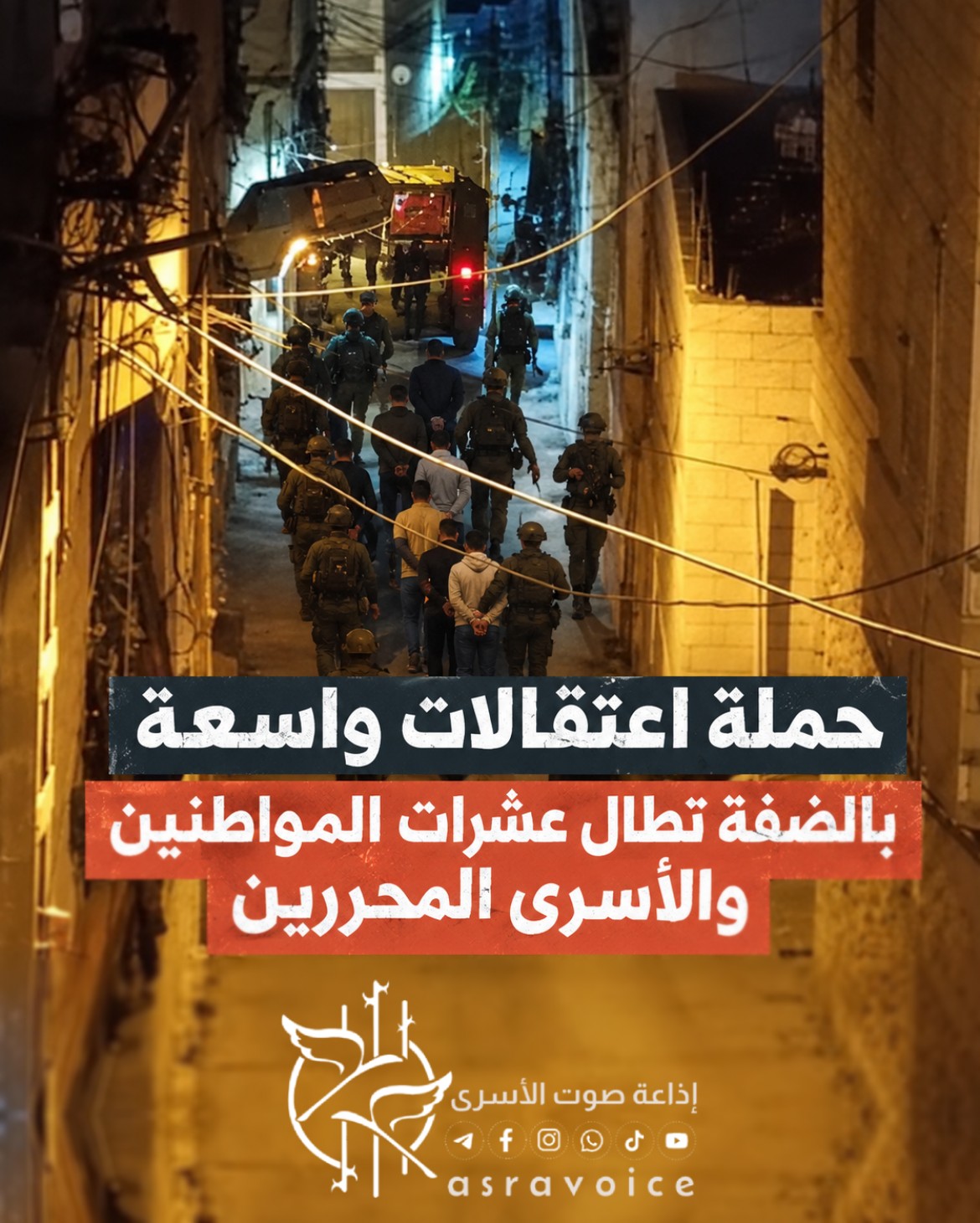 حملة اعتقالات واسعة بالضفة تطال عشرات المواطنين والأسرى المحررين