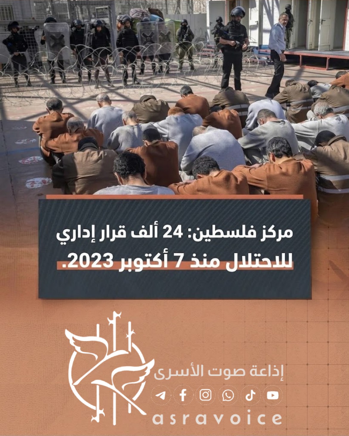 مركز فلسطين_ 24 ألف قرار إداري للاحتلال منذ 7 أكتوبر 2023.
