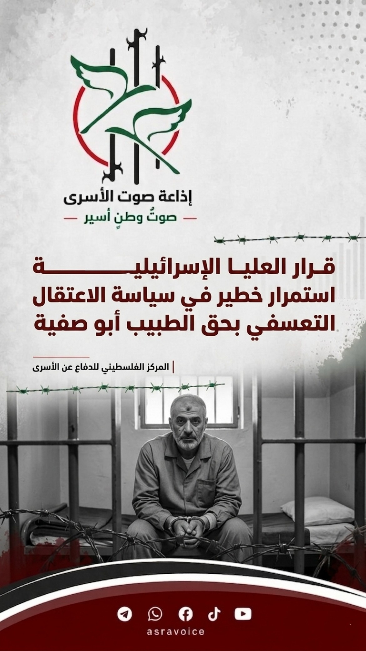قرار العليا الإسرائيلية استمرار خطير في سياسة الاعتقال التعسفي بحق الطبيب أبو صفية